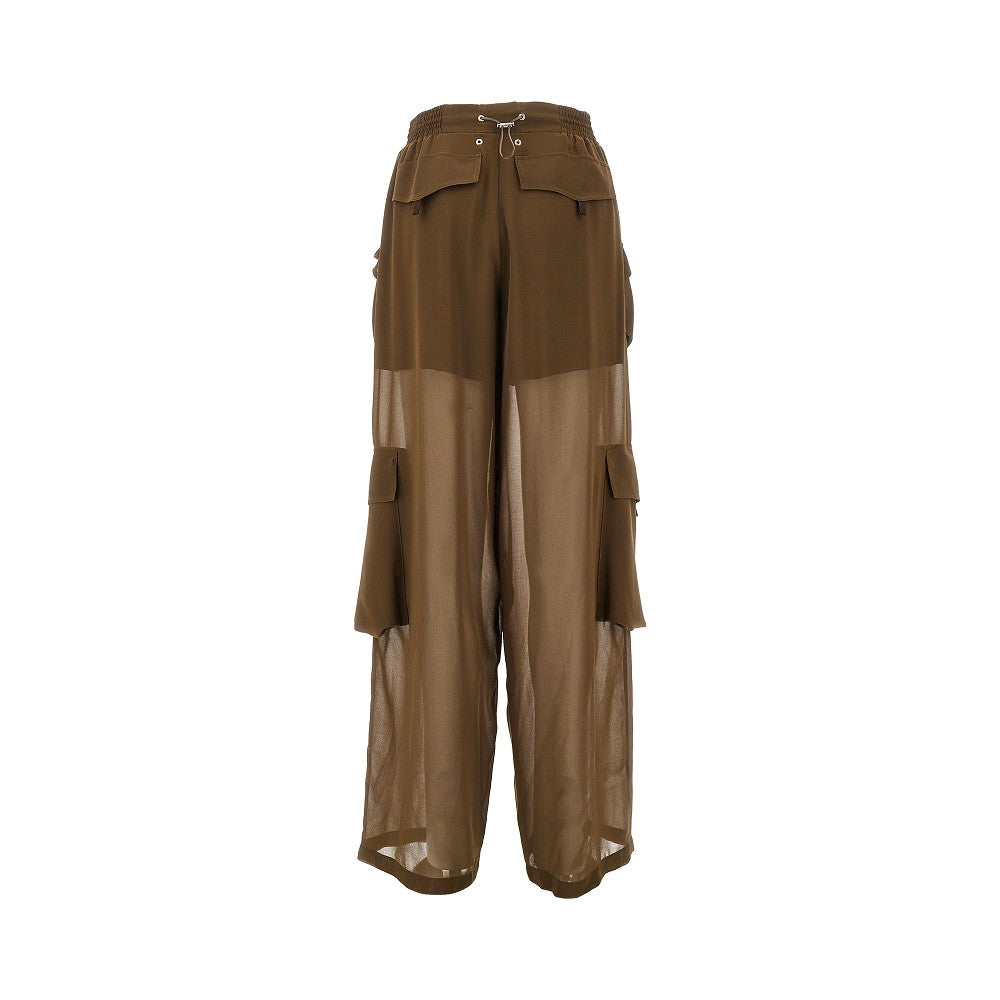 Pantalone cargo in georgette