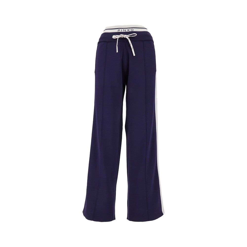 Wide-leg knitted sporty pants