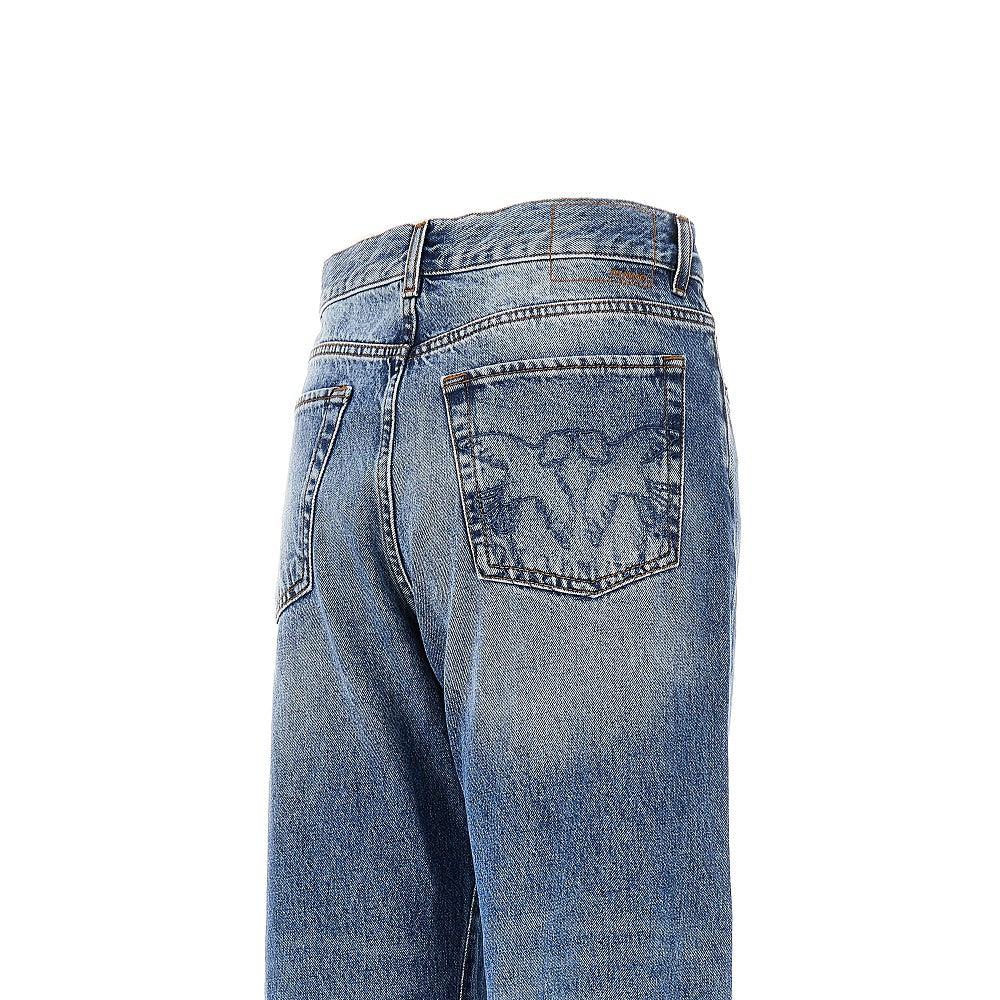 Wide leg jeans with turned-up hem