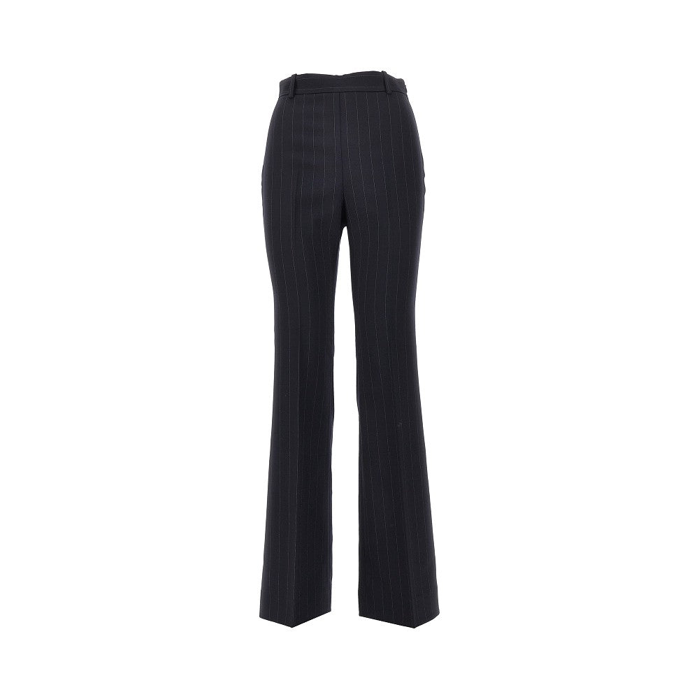 Pinstriped wool-blend pants
