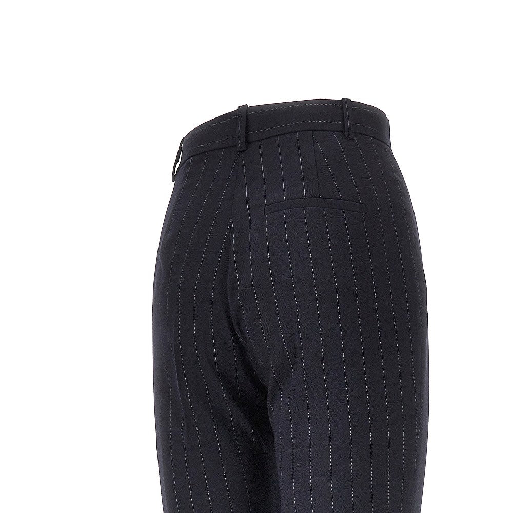 Pinstriped wool-blend pants
