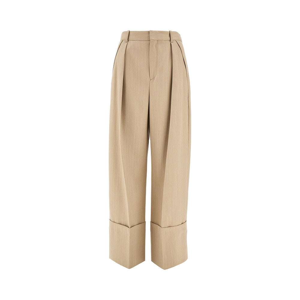 Wide leg turn-up pants