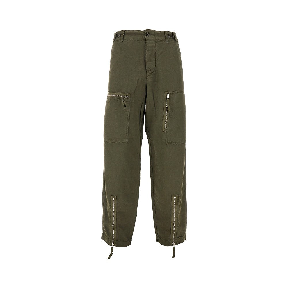 Pantalone cargo in misto cotone e lino