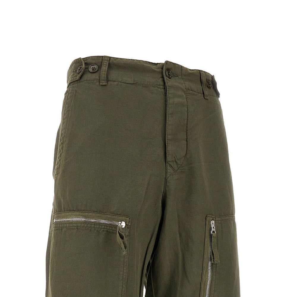 Pantalone cargo in misto cotone e lino