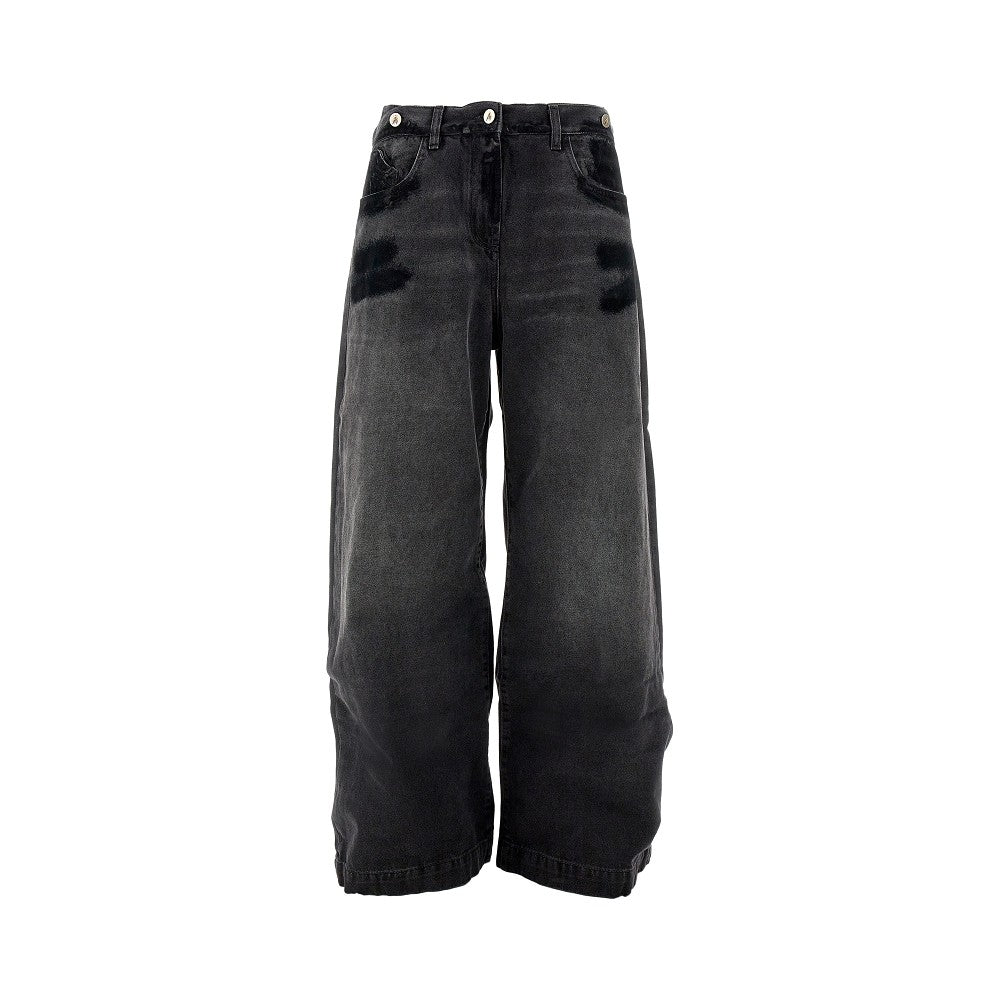 Oversized jeans with double waist