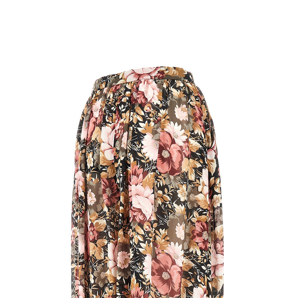 Pantalone in charmeuse di seta floreale