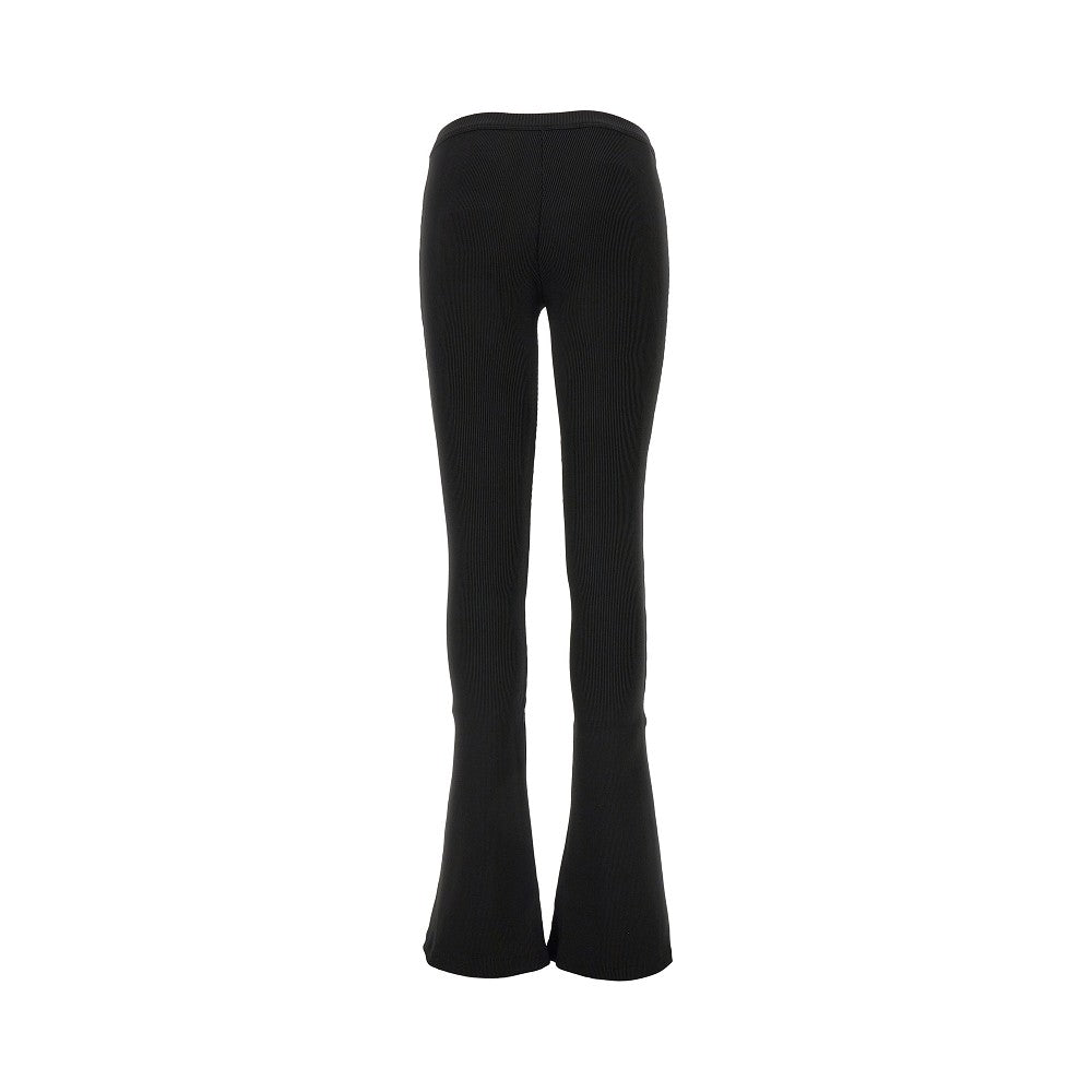 Pantalone svasato in jersey a costine