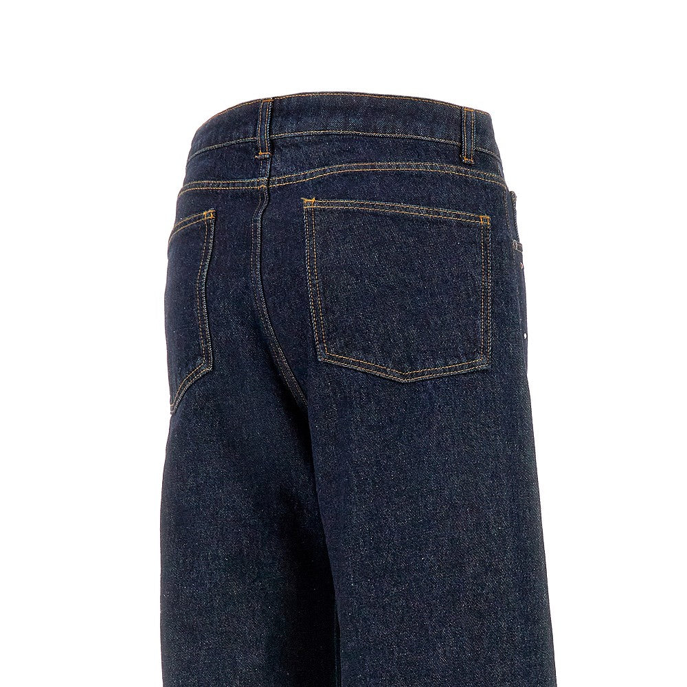Jeans wide-leg con borchie multicolore