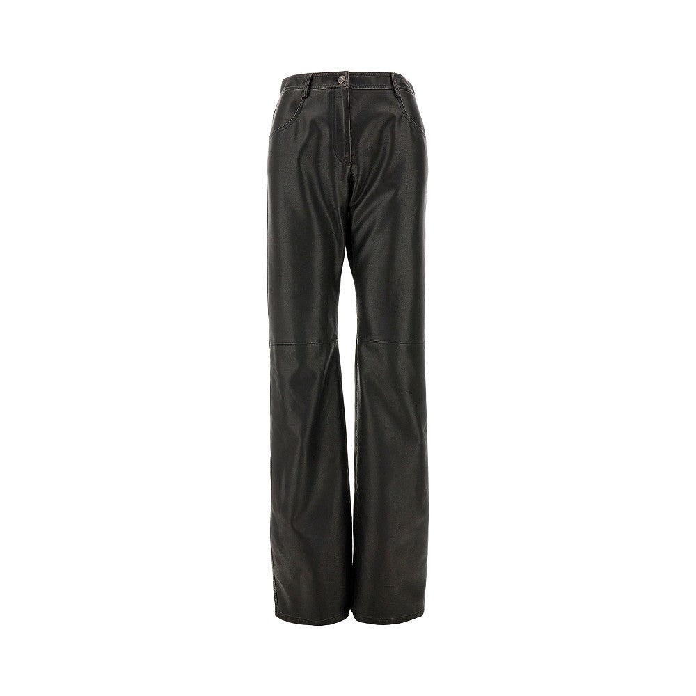 Pantalone a gamba dritta in ecopelle