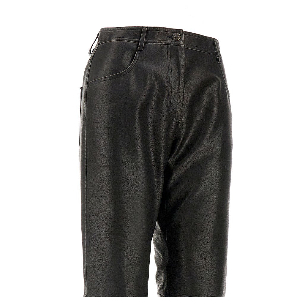 Pantalone a gamba dritta in ecopelle
