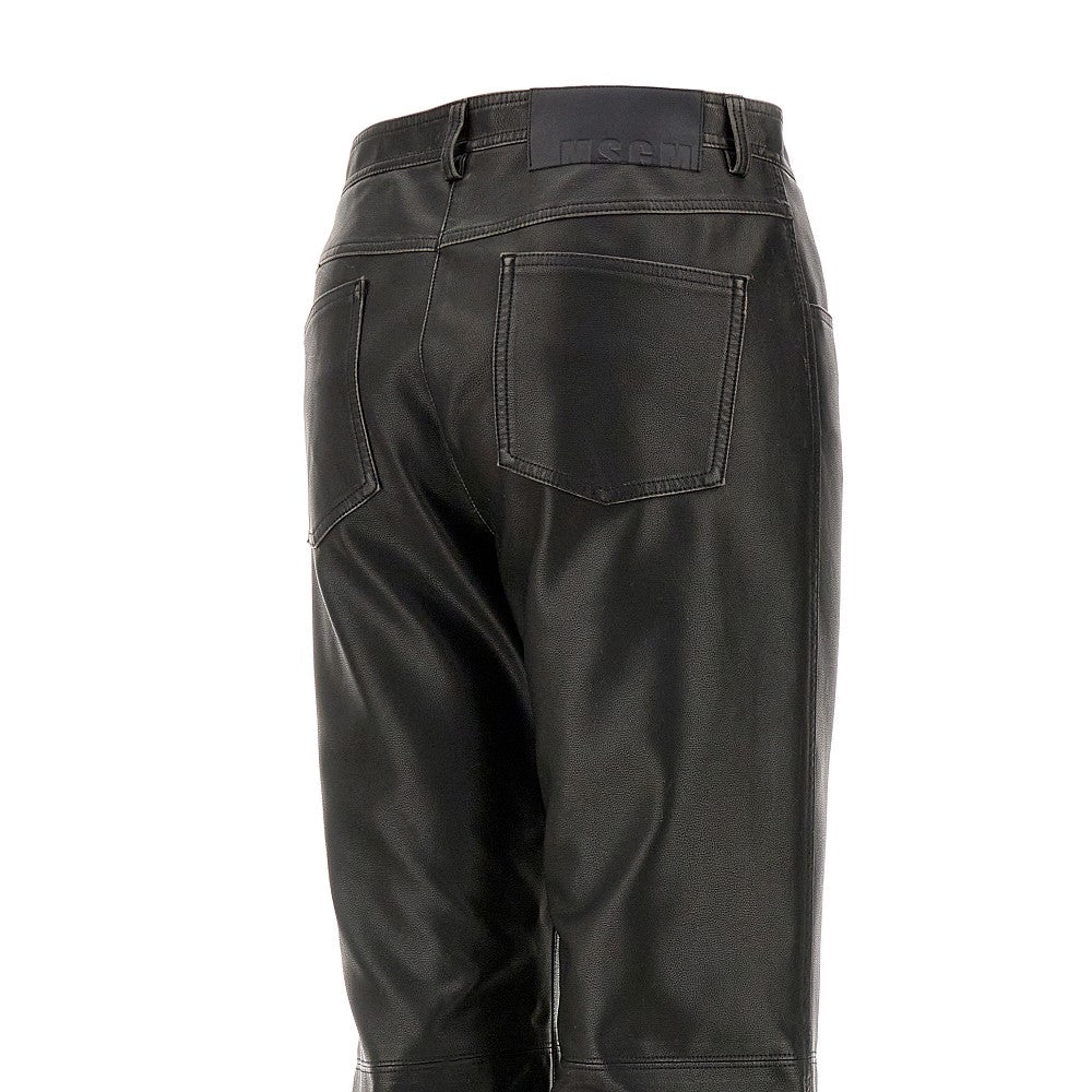Pantalone a gamba dritta in ecopelle