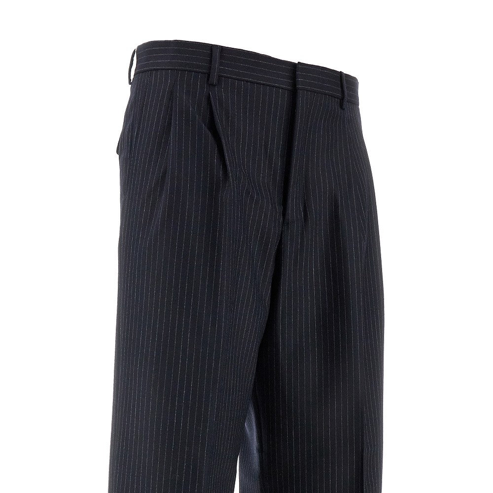 Pantalone gessato a gamba ampia con pince
