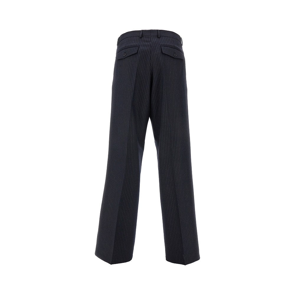 Pantalone gessato a gamba ampia con pince