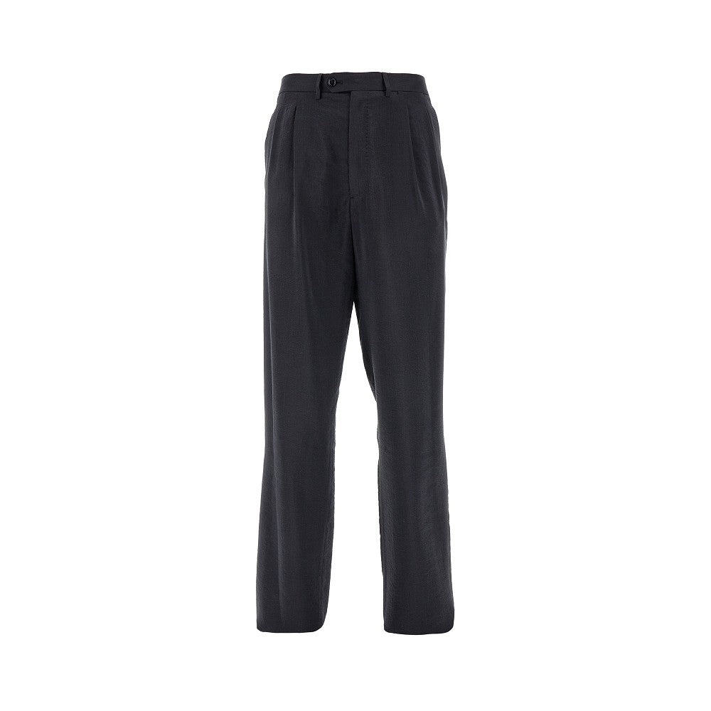 Pantalone in twill di seta con pinces