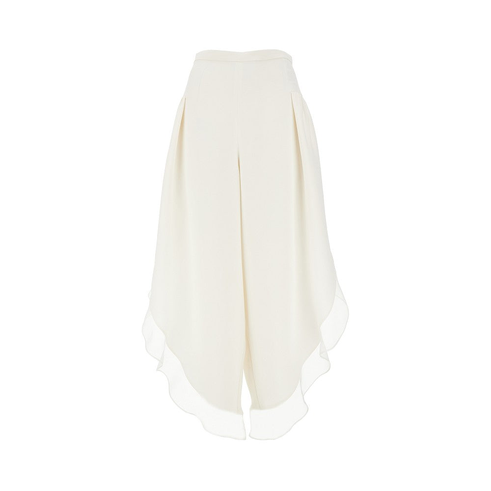 Pantaloni ampi in seta con volant