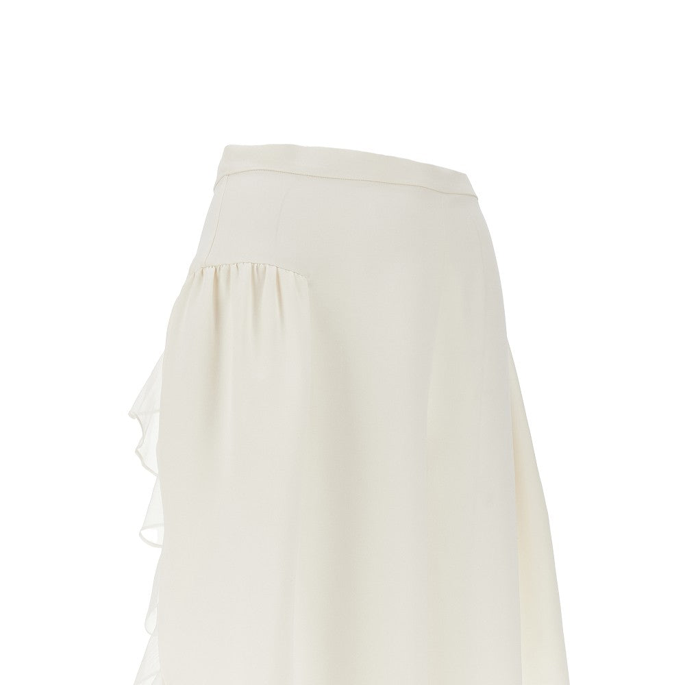 Pantaloni ampi in seta con volant