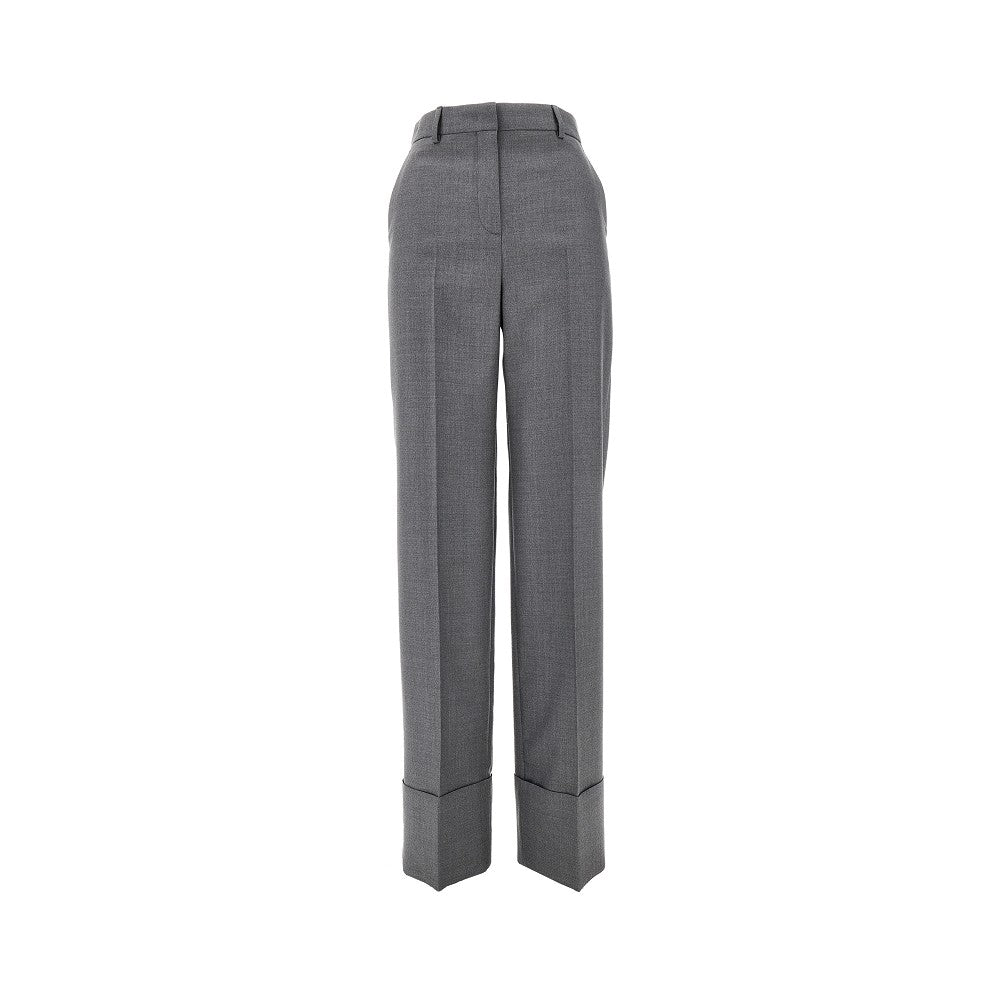 Pantalone in lana vergine con risvolto