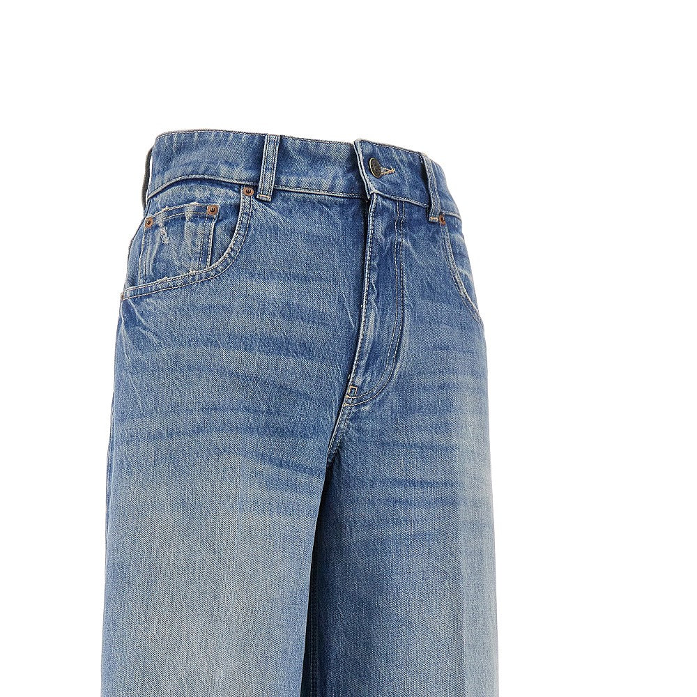 Jeans a gamba ampia con bordo jacquard