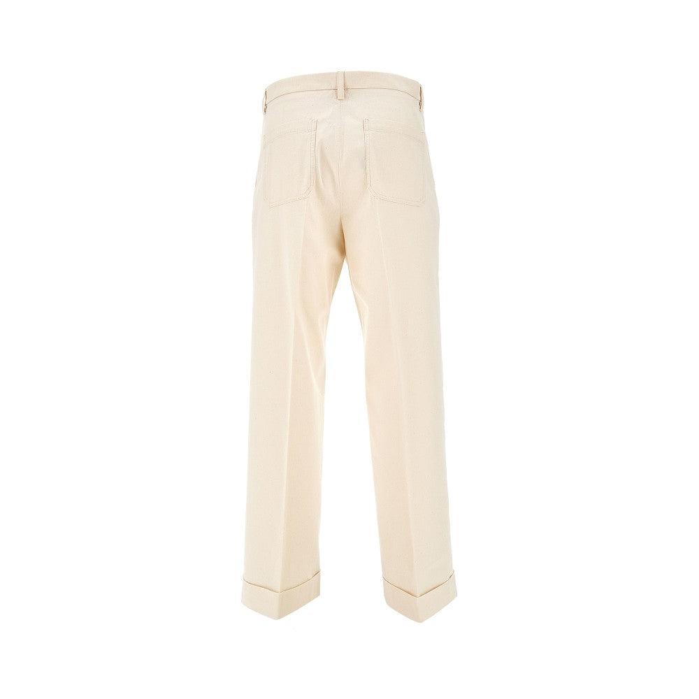 Pantalone in tela con risvolto