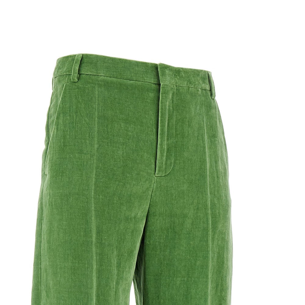 Pantalone in velluto con bordo jacquard