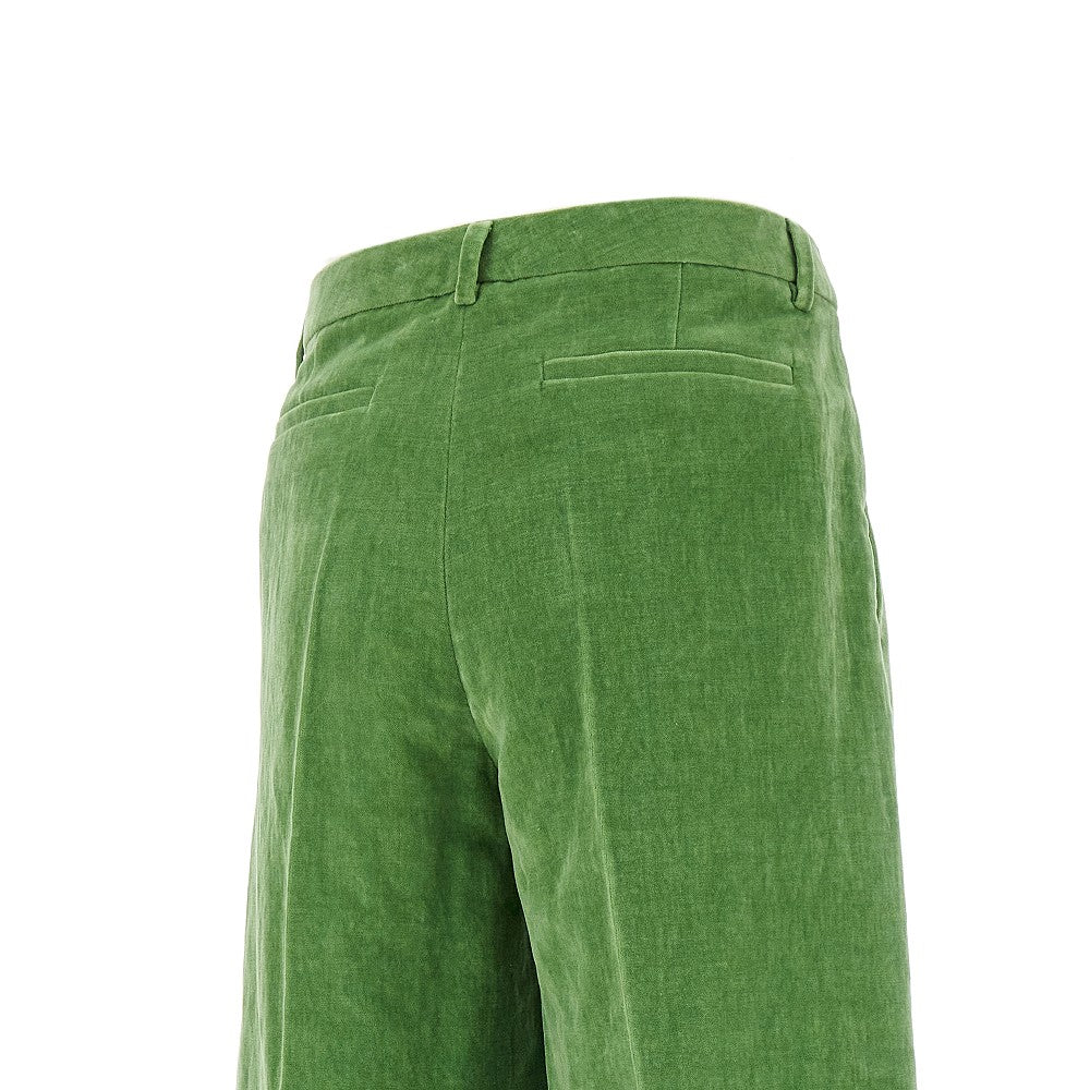 Pantalone in velluto con bordo jacquard
