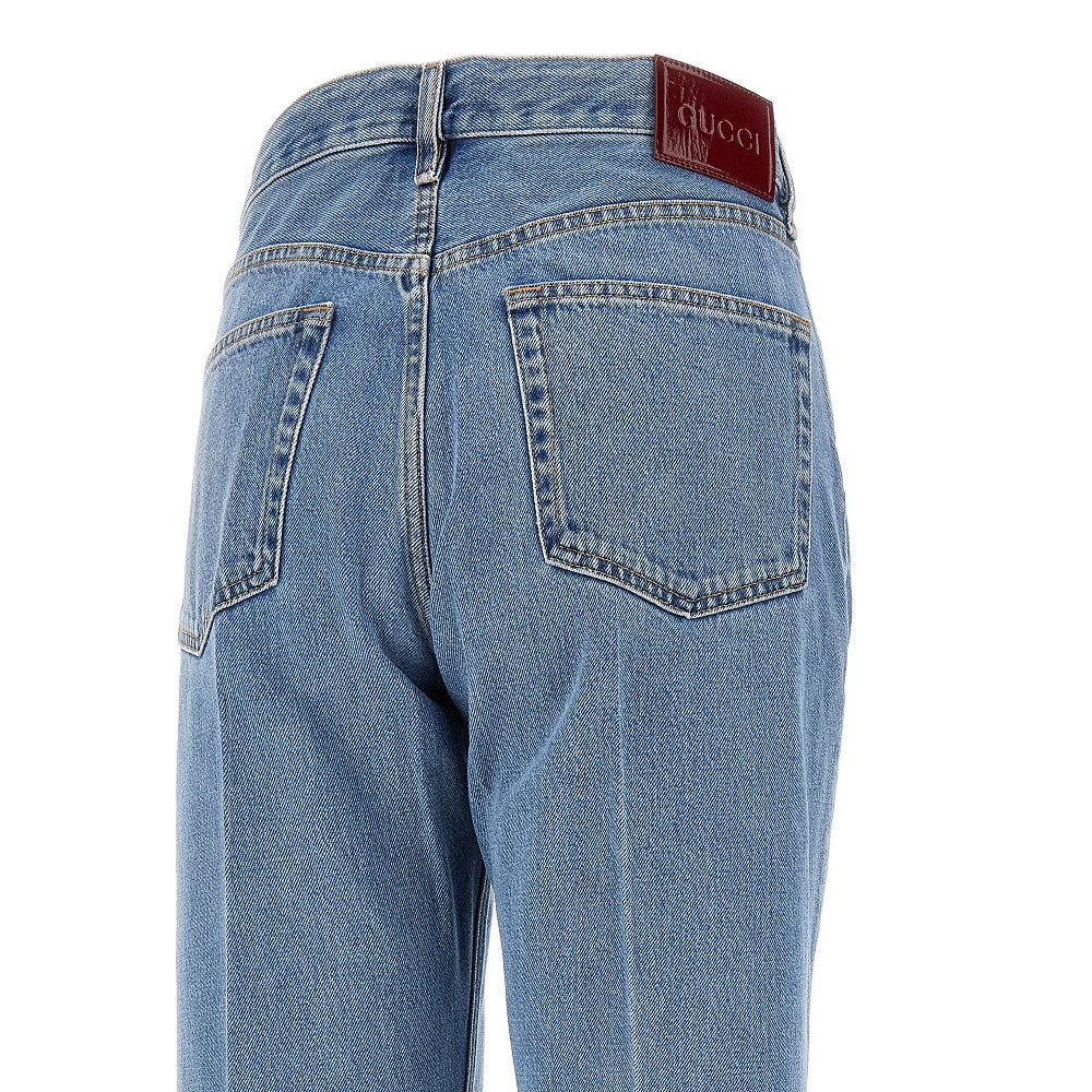 Jeans dritti in denim délavé