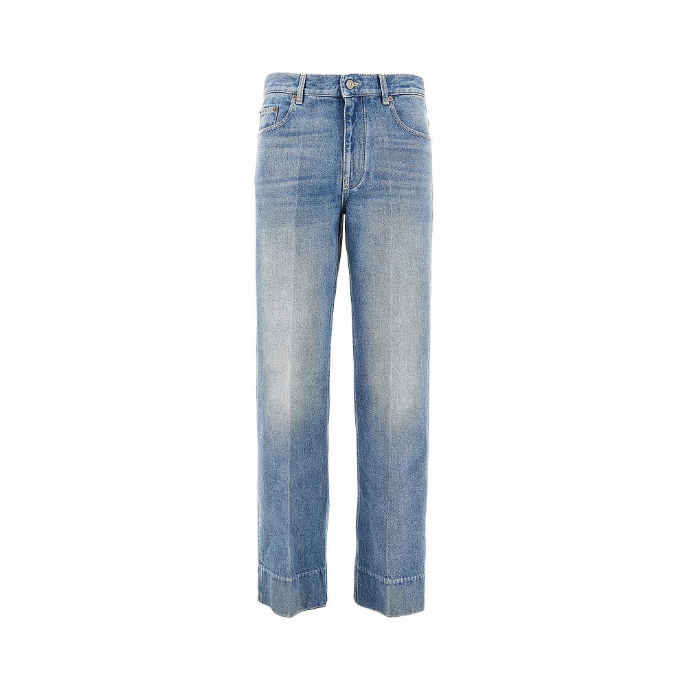 Jeans dritti con effetto risvolto