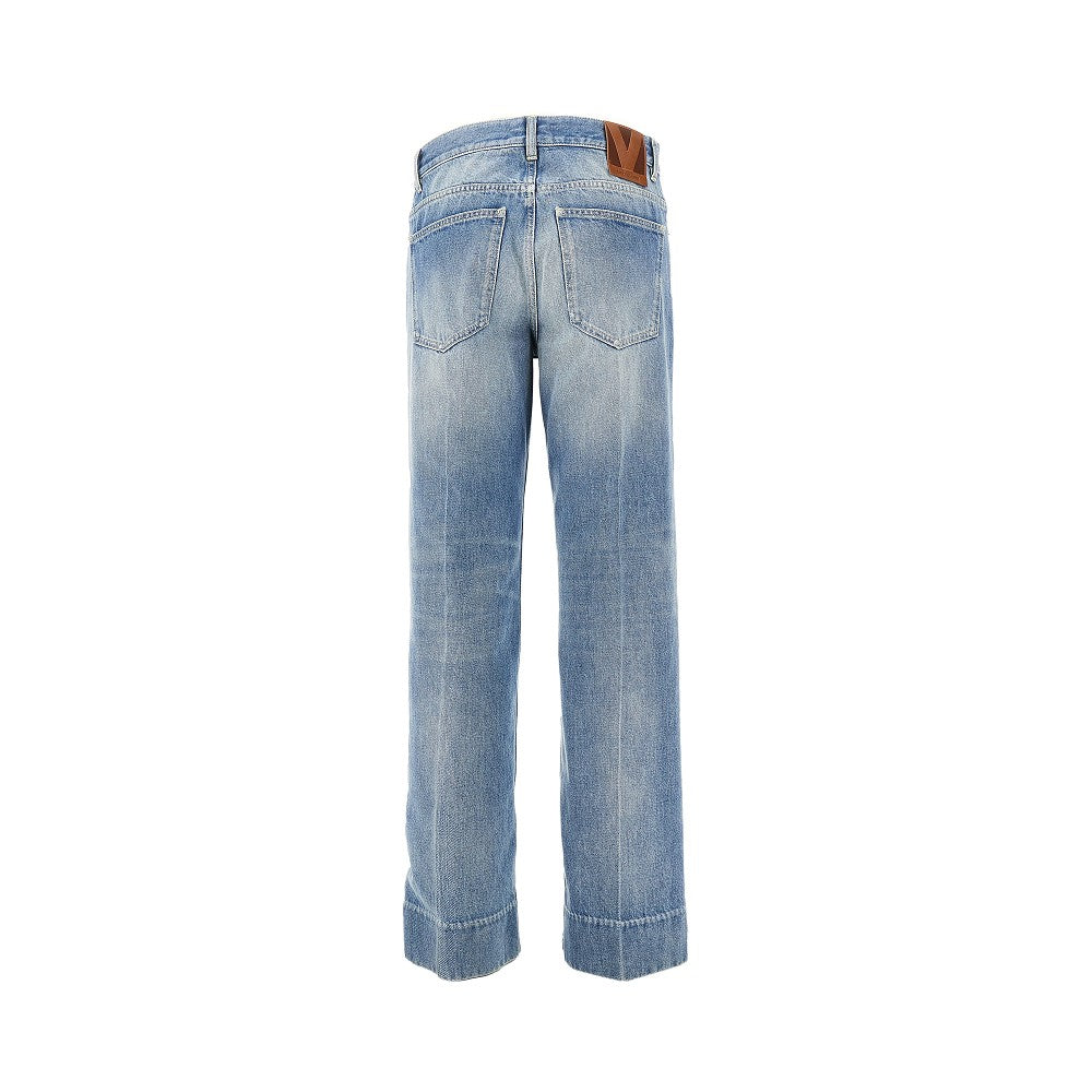 Jeans dritti con effetto risvolto