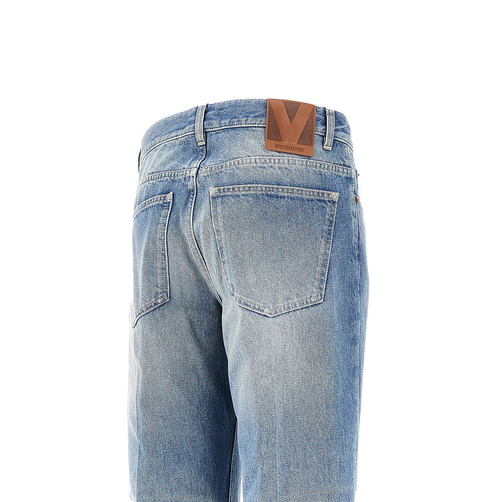 Jeans dritti con effetto risvolto