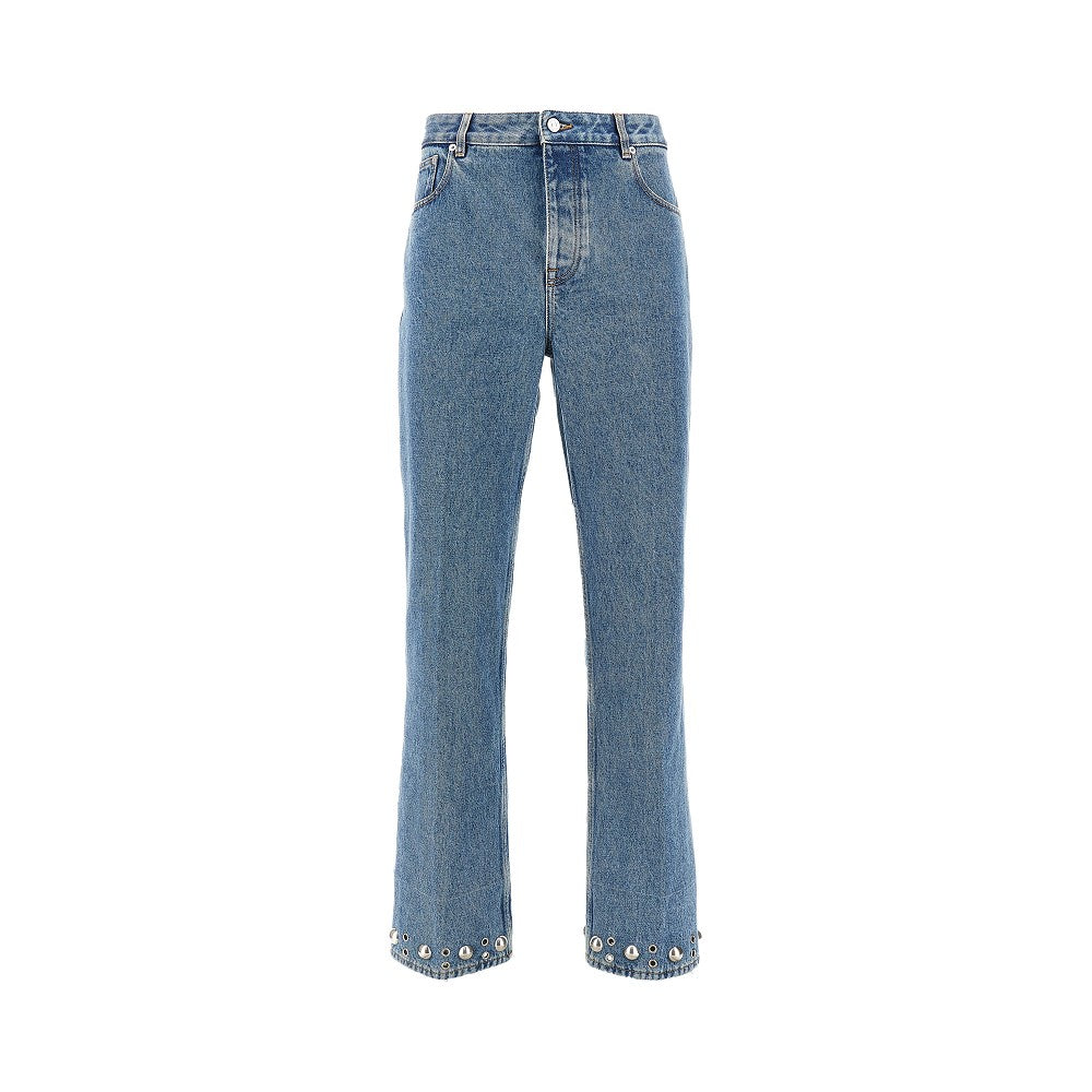 Five-pocket jeans with studs and eyelets
