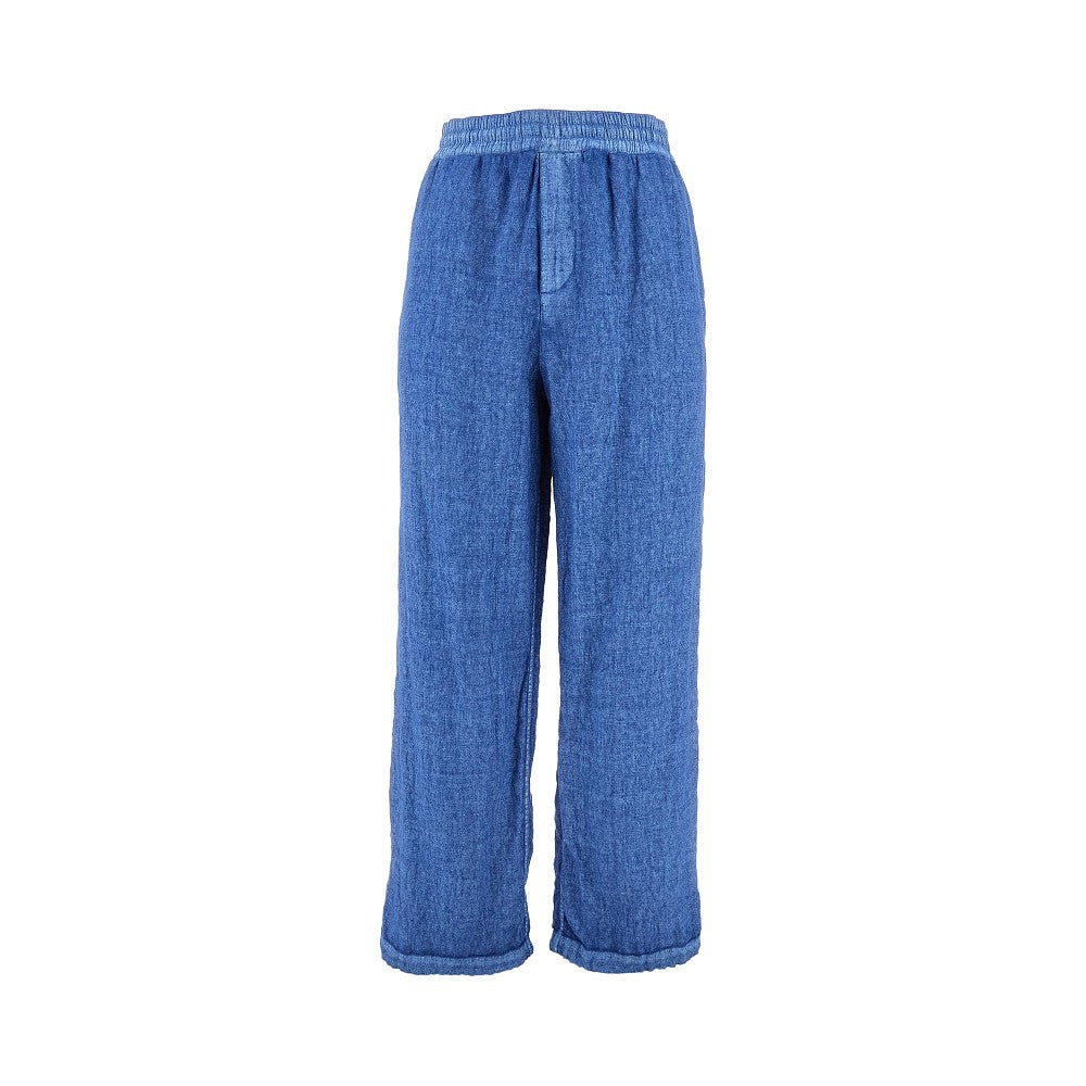 Pantalone in lino con motivo EKD