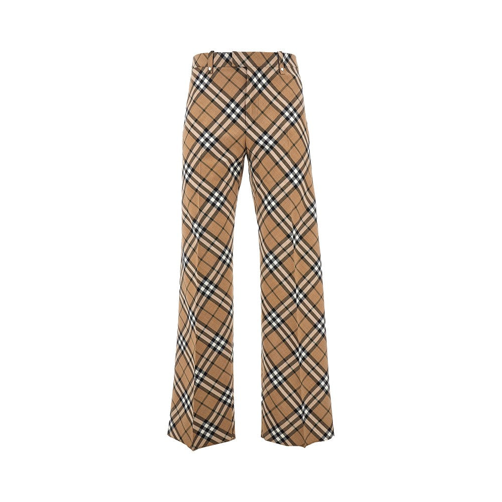 Check wool-blend tailored pants