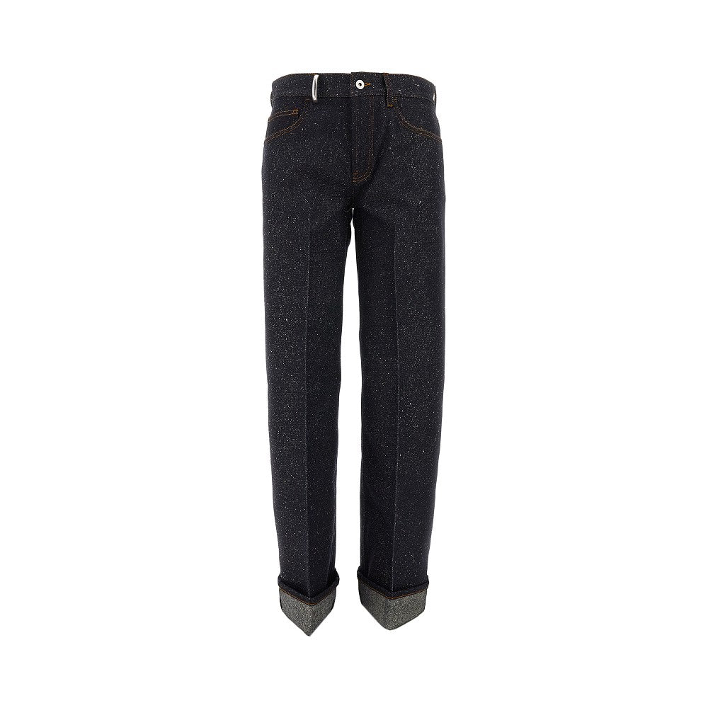 Pantalone in denim mouliné con risvolto