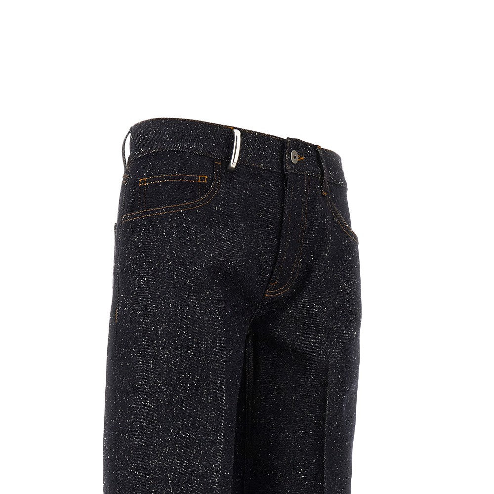 Mouliné denim pants with cuffs