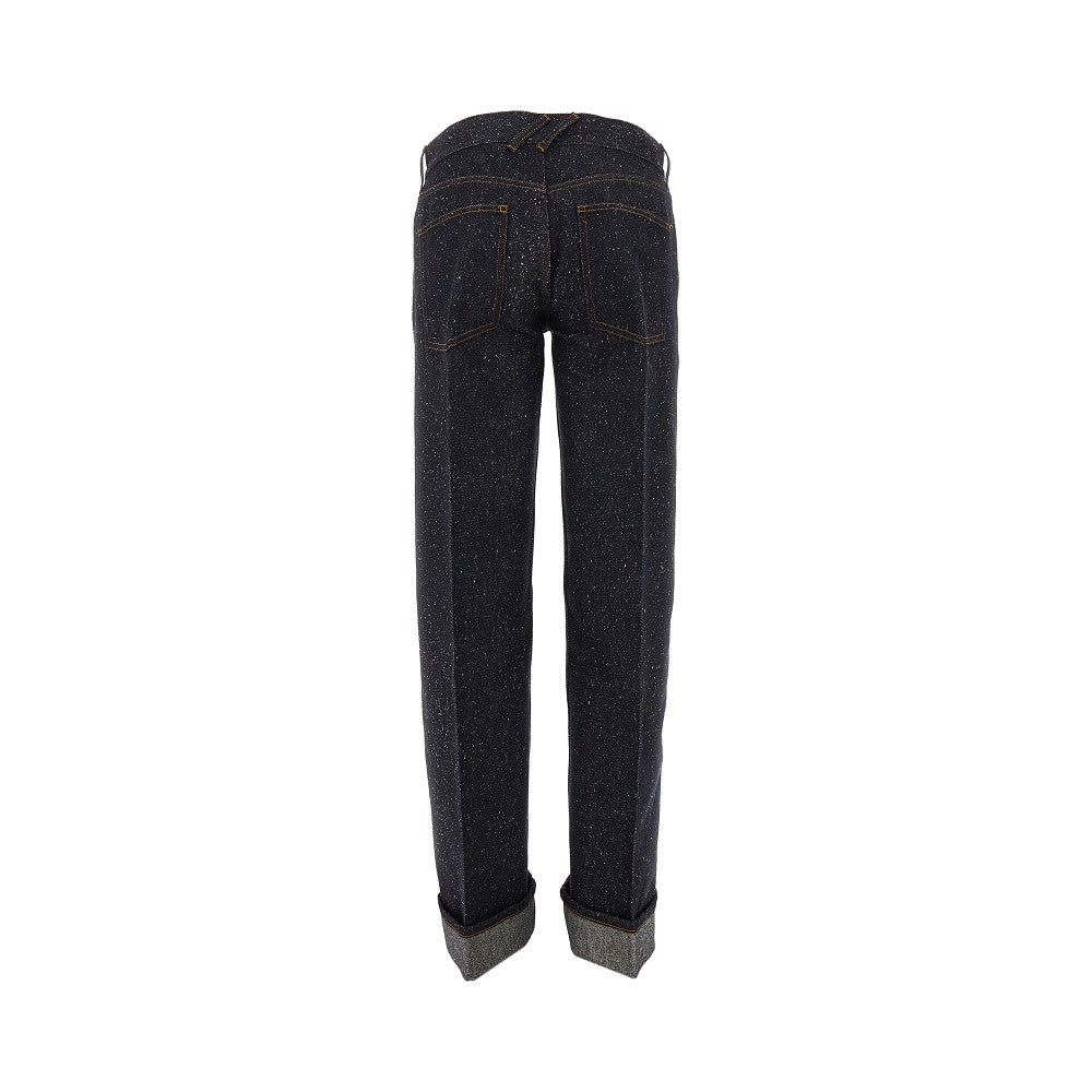 Mouliné denim pants with cuffs