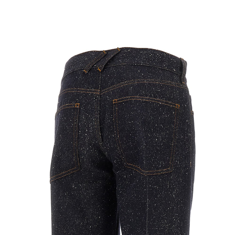 Mouliné denim pants with cuffs