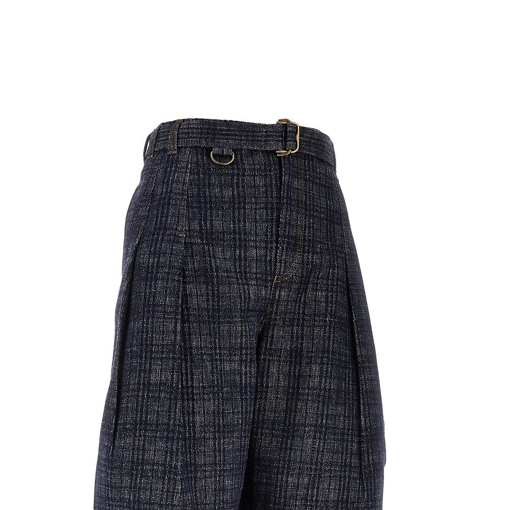 Jeans in denim Check con cintura