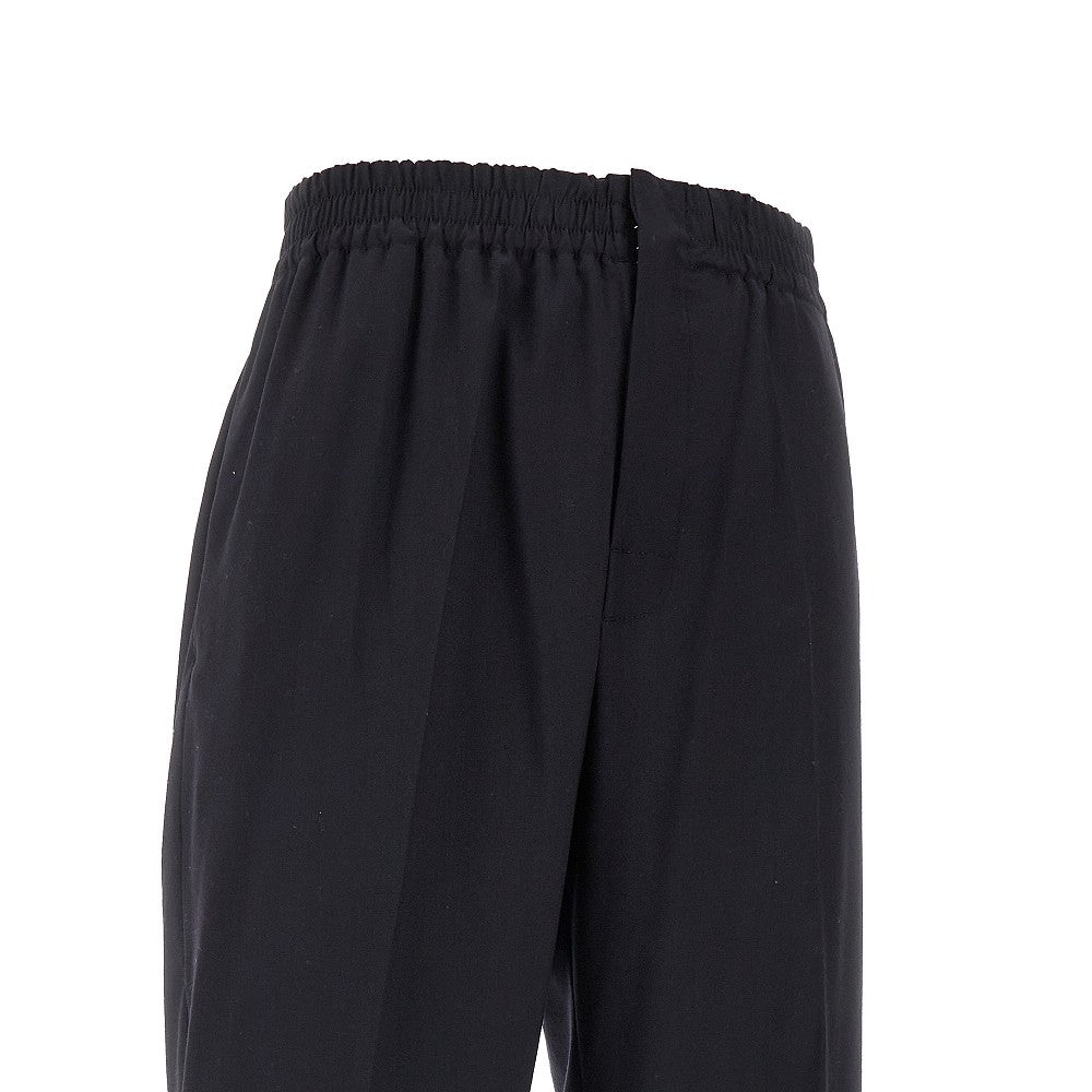 Light wool pants with elasticated waist