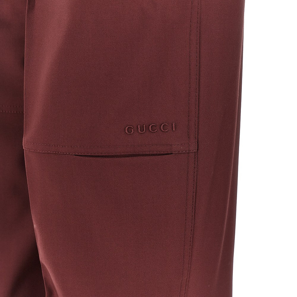 Gabardine pants with logo embroidery