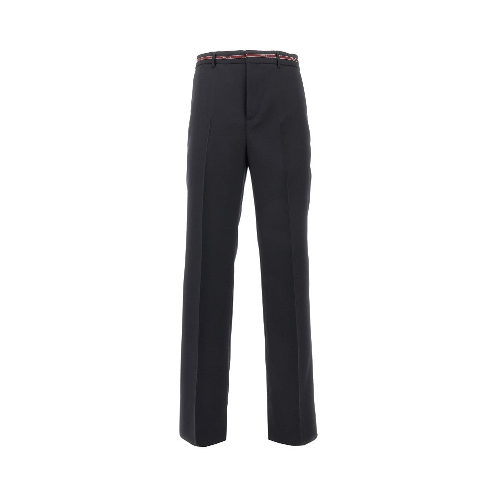 Wool pants with waist selvage detail