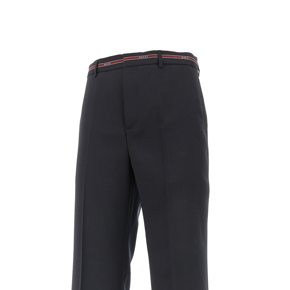 Wool pants with waist selvage detail