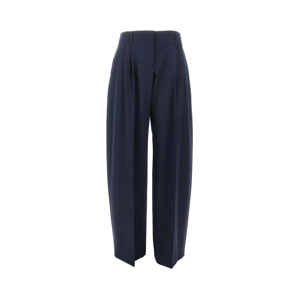 Pantalone a gamba ampia in lana con pinces