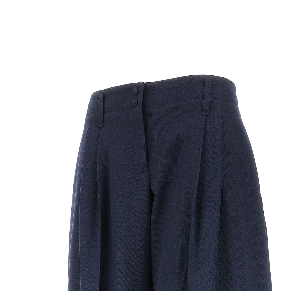 Pantalone a gamba ampia in lana con pinces