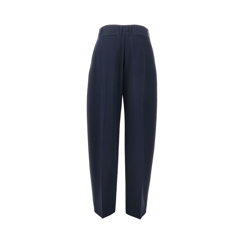 Pantalone a gamba ampia in lana con pinces