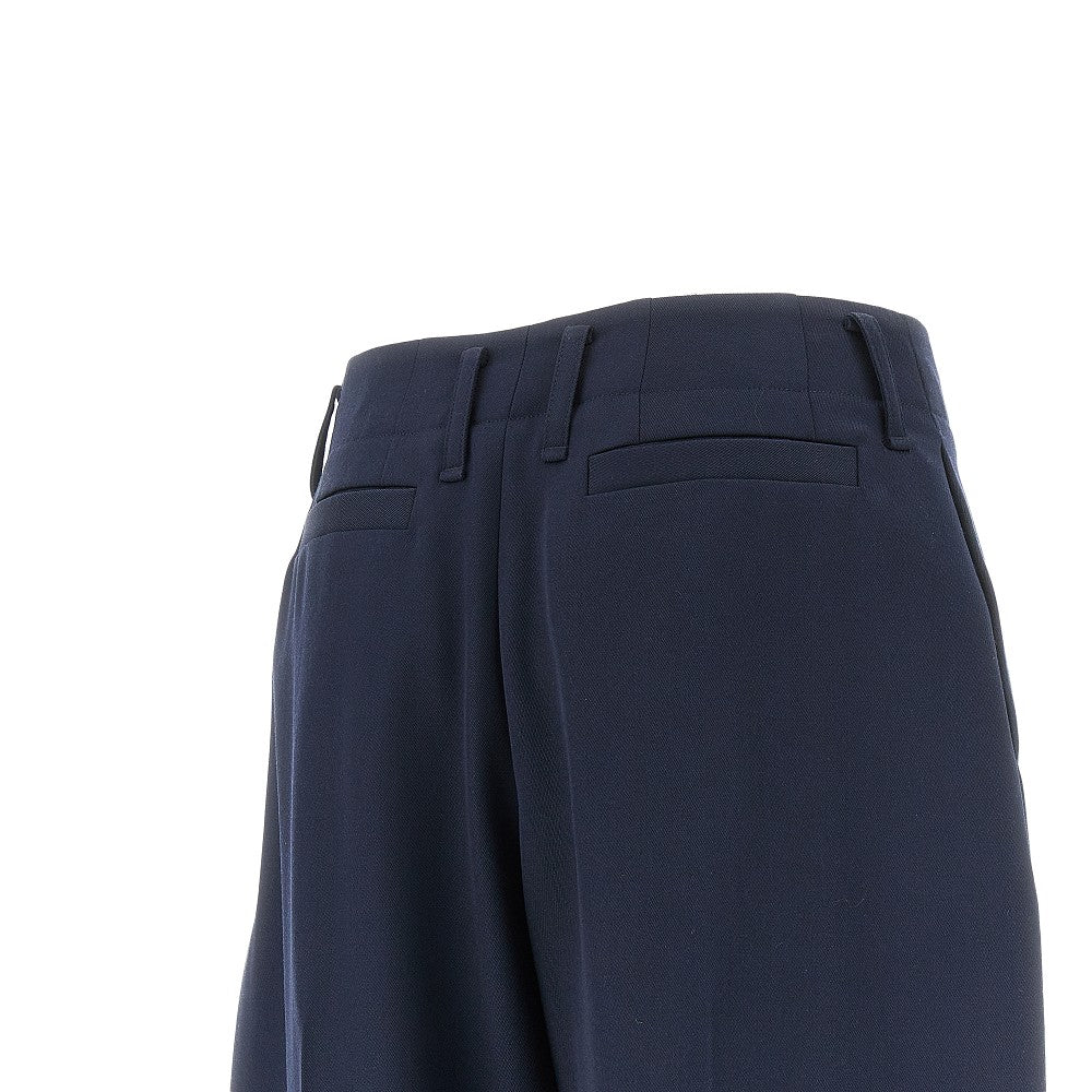 Pantalone a gamba ampia in lana con pinces