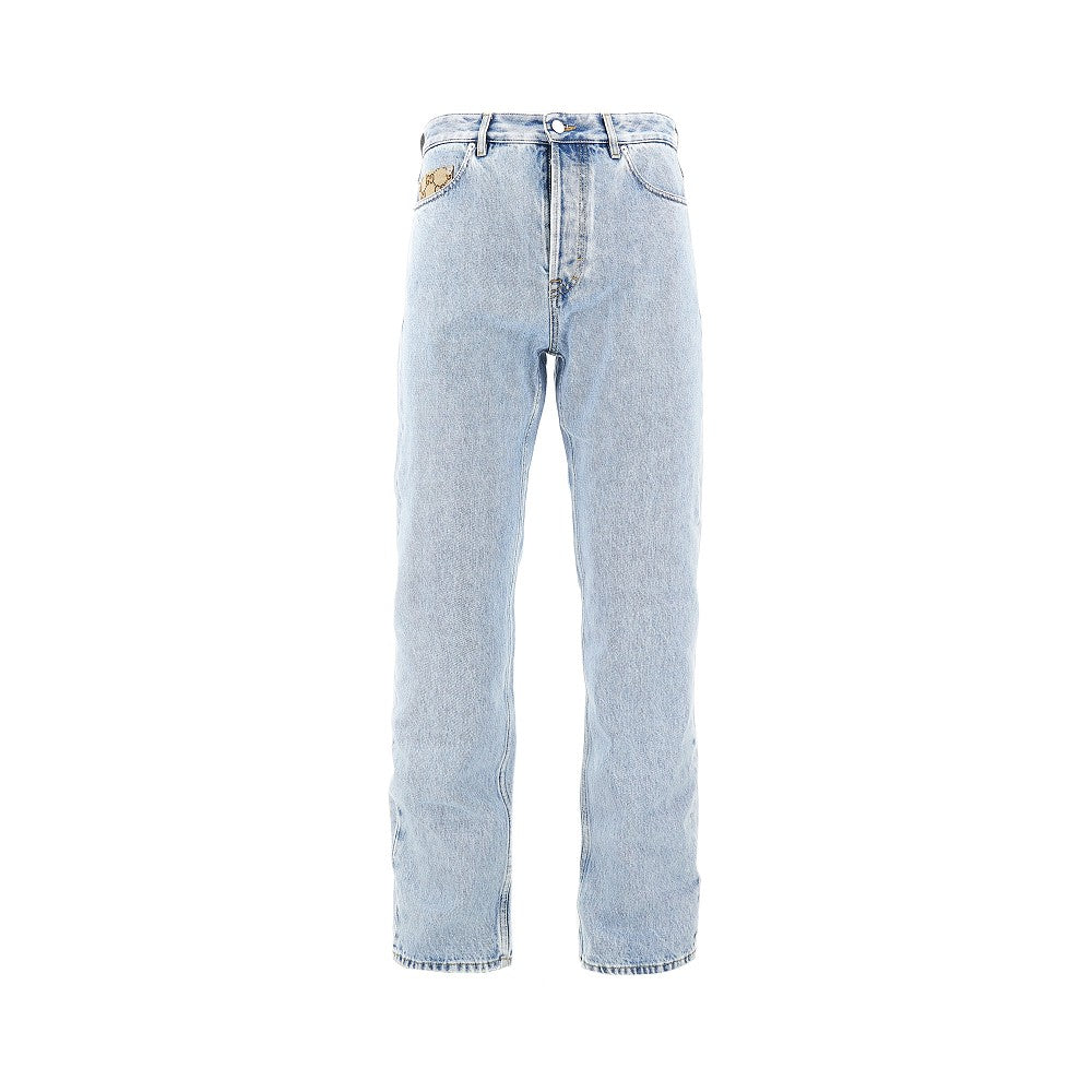 Jeans with GG fabric inserts