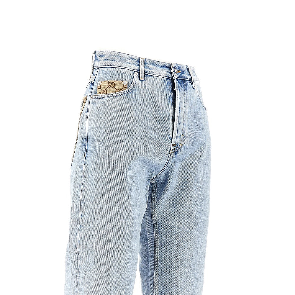 Jeans with GG fabric inserts