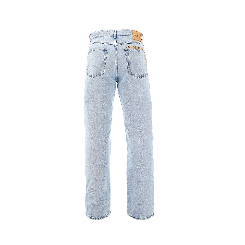 Jeans with GG fabric inserts