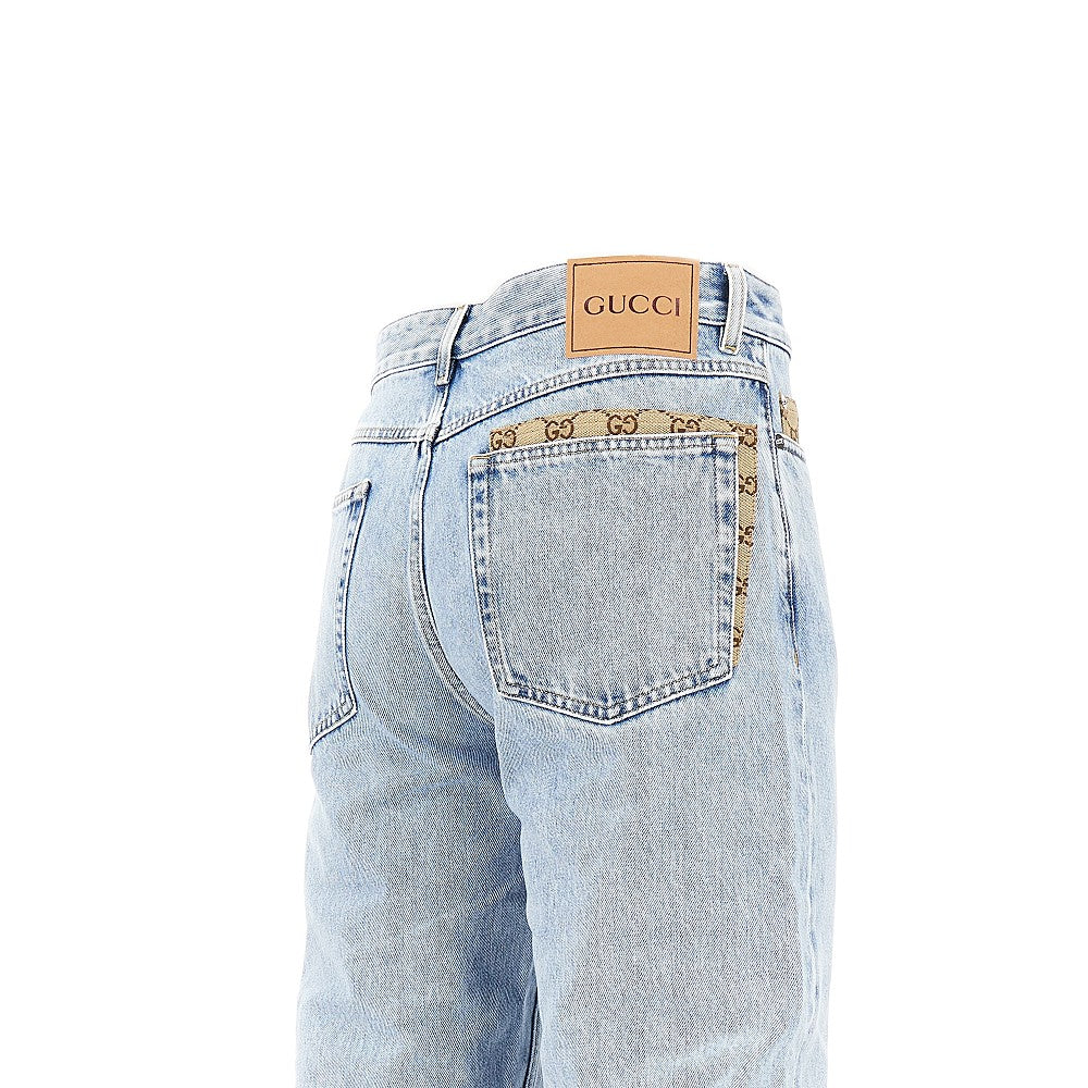 Jeans with GG fabric inserts