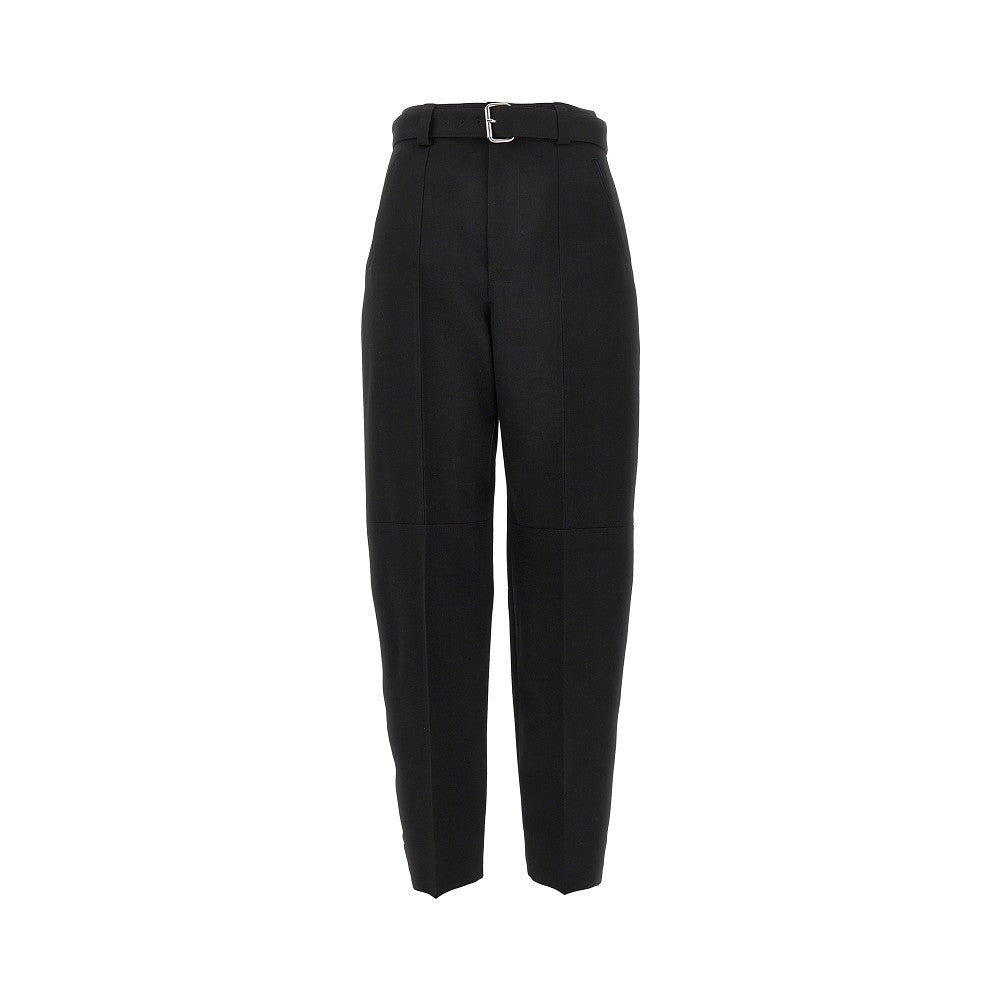 Pantalone in compact wool con cintura